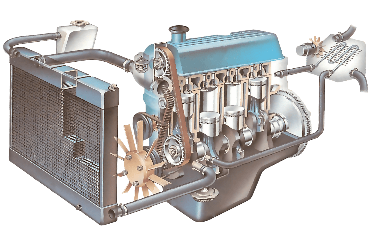 How do you read an automobile engine diagram?